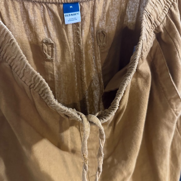Women's High Waisted Linen Blend Pants - Size M - Gold - LIKE NEW - Picture 8 of 11